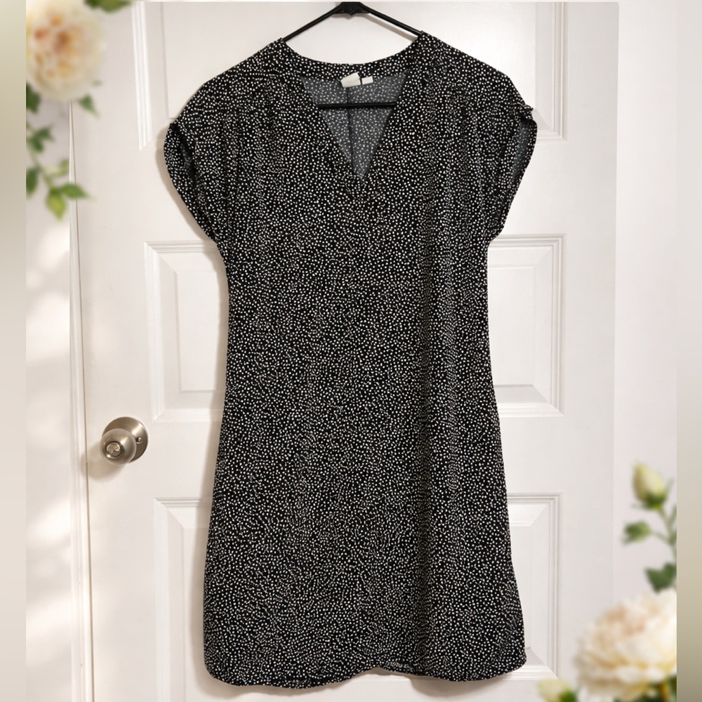 Gap Black White Polka Dot Mini Shift Dress XS Minimal French Girl